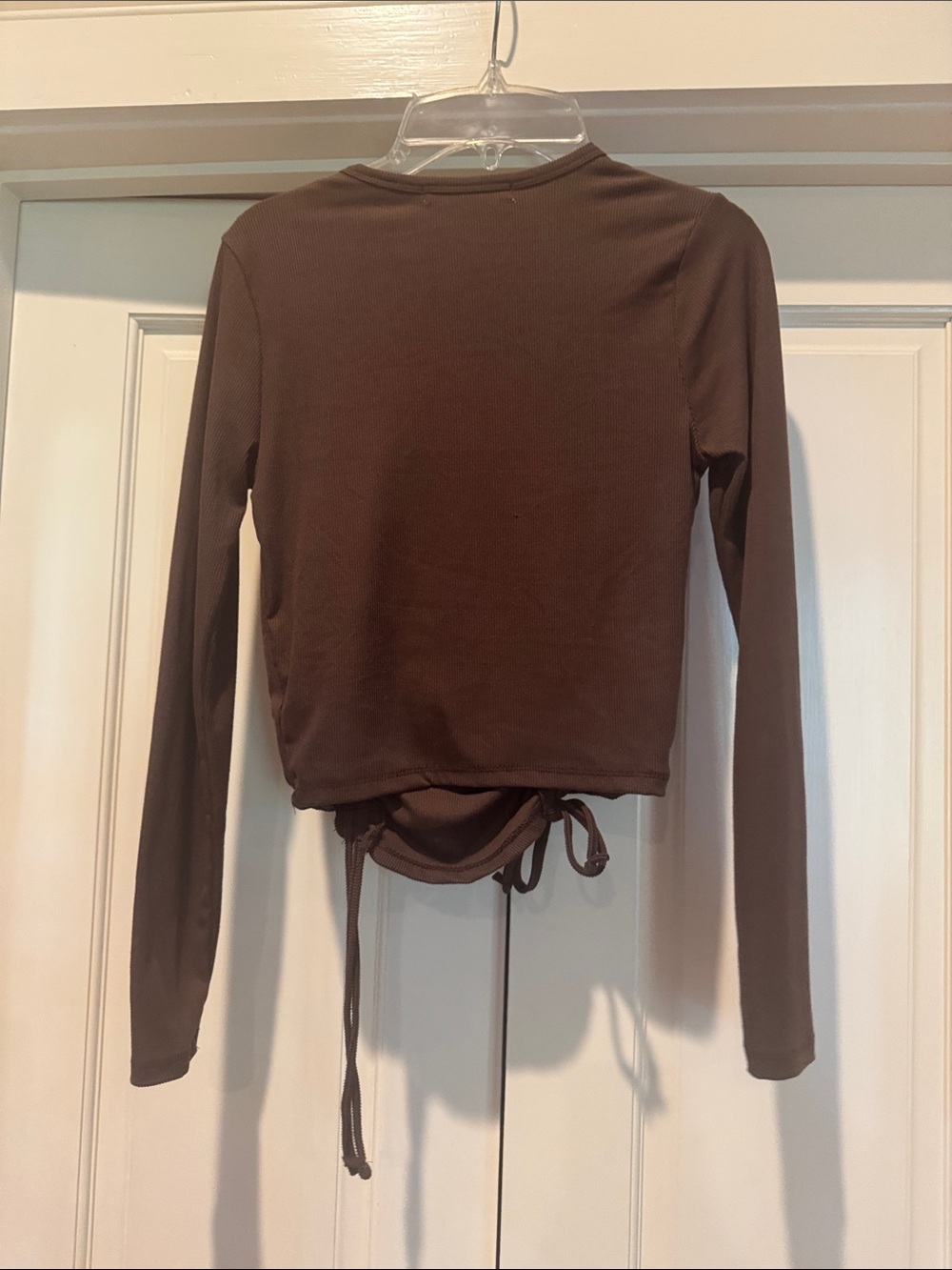 Eye candy Brown Long-Sleeve Ruched Front Drawstring Top - Picture 3 of 3
